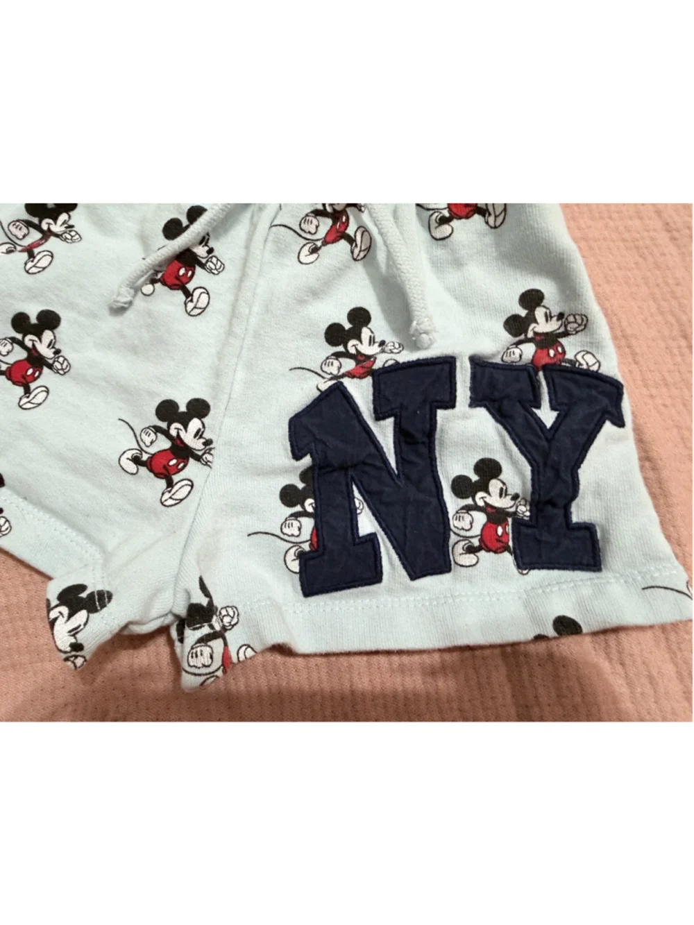 Girls ZARA Disney Mickey Mouse NY Light Blue Shorts Size 7